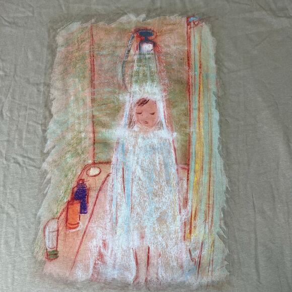 310 Mood Unisex Beige Shower Graphic Short Sleeve T-Shirt Size Med - Picture 2 of 9